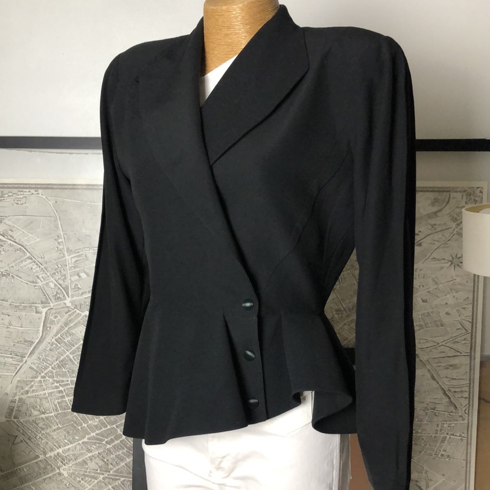 MUGLER Black Women's Tailored Peplum Jacket Size 40